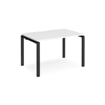 Adapt single desk 1200mm x 800mm - black frame White Top - E128-K-WH