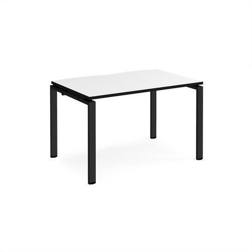 Adapt single desk 1200mm x 800mm - black frame White Top black edge - E128-K-WK