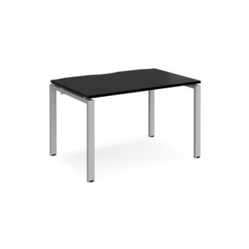 Adapt single desk 1200mm x 800mm - silver frame black top - E128-S-BK
