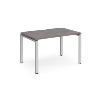 Adapt single desk 1200mm x 800mm - silver frame Grey Oak Top - E128-S-GO