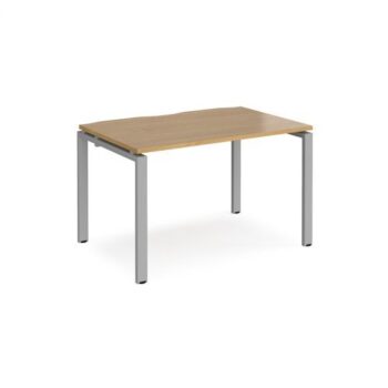 Adapt single desk 1200mm x 800mm - silver frame Oak Top - E128-S-O