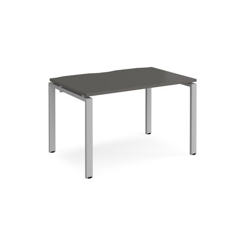 Adapt single desk 1200mm x 800mm - silver frame storm grey top - E128-S-OG
