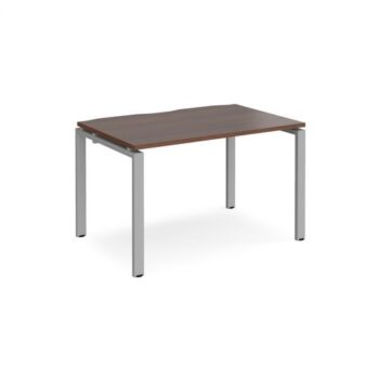 Adapt single desk 1200mm x 800mm - silver frame Walnut top - E128-S-W