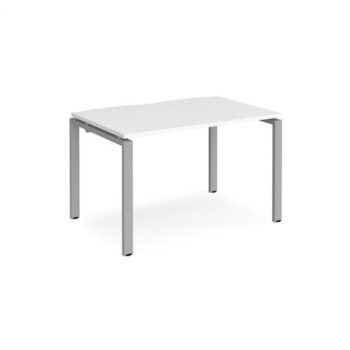 Adapt single desk 1200mm x 800mm - silver frame White Top - E128-S-WH
