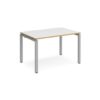 Adapt single desk 1200mm x 800mm - silver frame White Top with oak edging - E128-S-WO