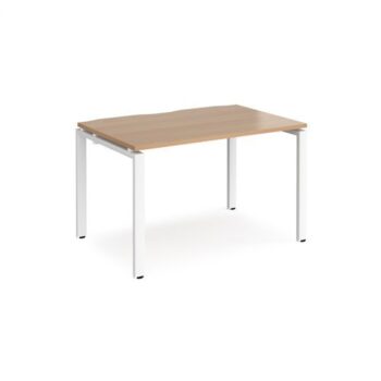 Adapt single desk 1200mm x 800mm - white frame Beech top - E128-WH-B