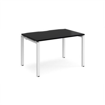 Adapt single desk 1200mm x 800mm - white frame black top - E128-WH-BK