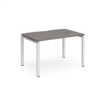 Adapt single desk 1200mm x 800mm - white frame Grey Oak Top - E128-WH-GO