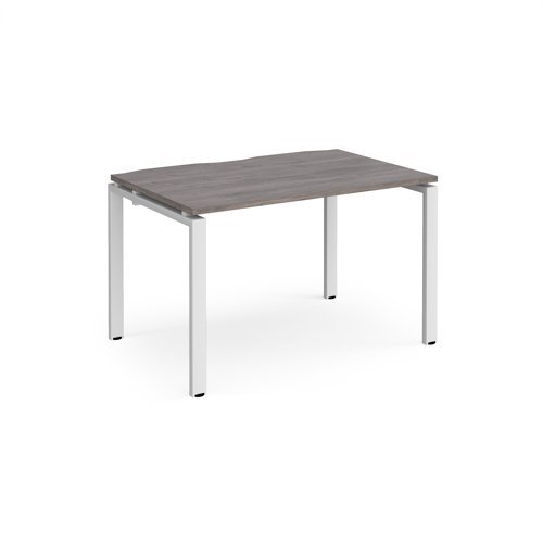 Adapt single desk 1200mm x 800mm - white frame Grey Oak Top - E128-WH-GO