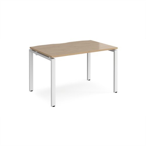 Adapt single desk 1200mm x 800mm - white frame Kendal Oak Top - E128-WH-KO