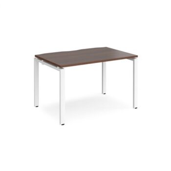Adapt single desk 1200mm x 800mm - white frame Walnut top - E128-WH-W