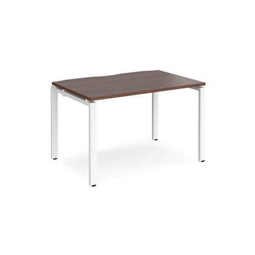 Adapt single desk 1200mm x 800mm - white frame Walnut top - E128-WH-W