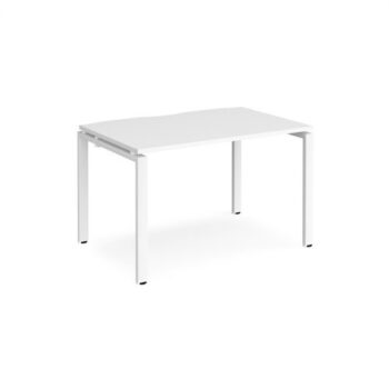 Adapt single desk 1200mm x 800mm - white frame White Top - E128-WH-WH