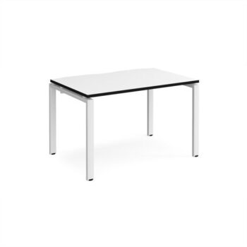 Adapt single desk 1200mm x 800mm - white frame White Top black edge - E128-WH-WK