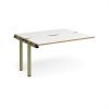 Adapt add on unit single 1400mm x 1200mm - green frame White Top oak edge - E1412-AB-GN-WO
