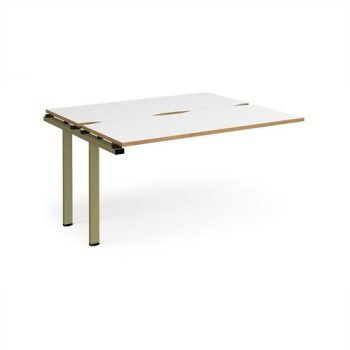 Adapt add on unit single 1400mm x 1200mm - green frame White Top oak edge - E1412-AB-GN-WO
