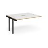 Adapt add on unit single 1400mm x 1200mm - black frame White Top with oak edging - E1412-AB-K-WO