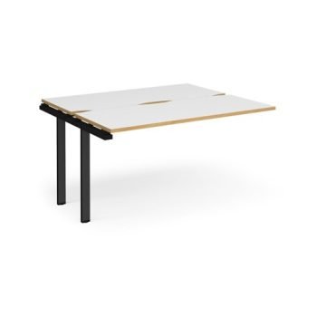Adapt add on unit single 1400mm x 1200mm - black frame White Top with oak edging - E1412-AB-K-WO