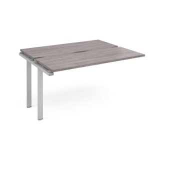 Adapt add on unit single 1400mm x 1200mm - silver frame Grey Oak Top - E1412-AB-S-GO