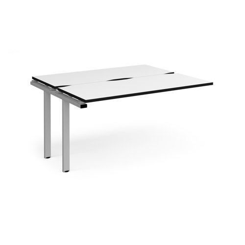 Adapt add on unit single 1400mm x 1200mm - silver frame White Top black edge - E1412-AB-S-WK