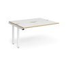 Adapt add on unit single 1400mm x 1200mm - white frame White Top with oak edging - E1412-AB-WH-WO