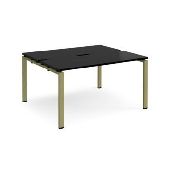 Adapt back to back desks 1400mm x 1200mm - green frame black top - E1412-GN-BK