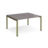 Adapt back to back desks 1400mm x 1200mm - green frame Grey Oak Top - E1412-GN-GO