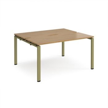 Adapt back to back desks 1400mm x 1200mm - green frame Oak Top - E1412-GN-O