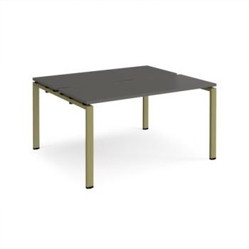 Adapt back to back desks 1400mm x 1200mm - green frame storm grey top - E1412-GN-OG
