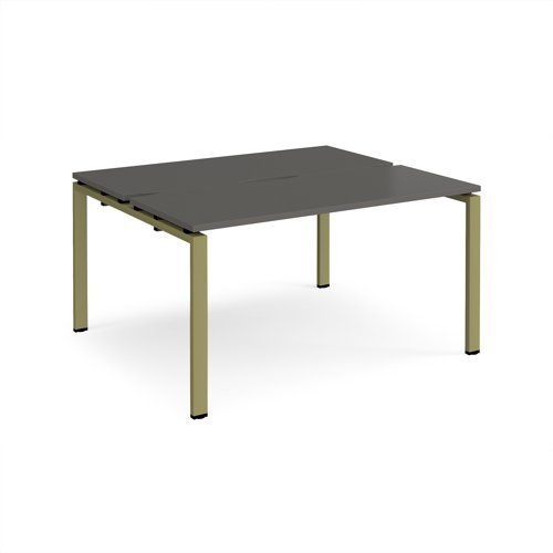 Adapt back to back desks 1400mm x 1200mm - green frame storm grey top - E1412-GN-OG