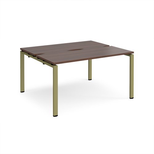 Adapt back to back desks 1400mm x 1200mm - green frame Walnut top - E1412-GN-W