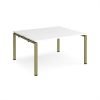 Adapt back to back desks 1400mm x 1200mm - green frame White Top - E1412-GN-WH