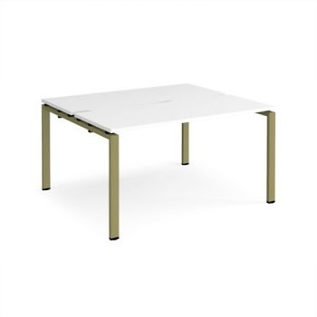 Adapt back to back desks 1400mm x 1200mm - green frame White Top - E1412-GN-WH