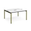 Adapt back to back desks 1400mm x 1200mm - green frame White Top black edge - E1412-GN-WK