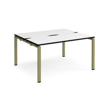 Adapt back to back desks 1400mm x 1200mm - green frame White Top black edge - E1412-GN-WK