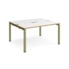 Adapt back to back desks 1400mm x 1200mm - green frame White Top oak edge - E1412-GN-WO