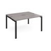 Adapt back to back desks 1400mm x 1200mm - black frame Grey Oak Top - E1412-K-GO