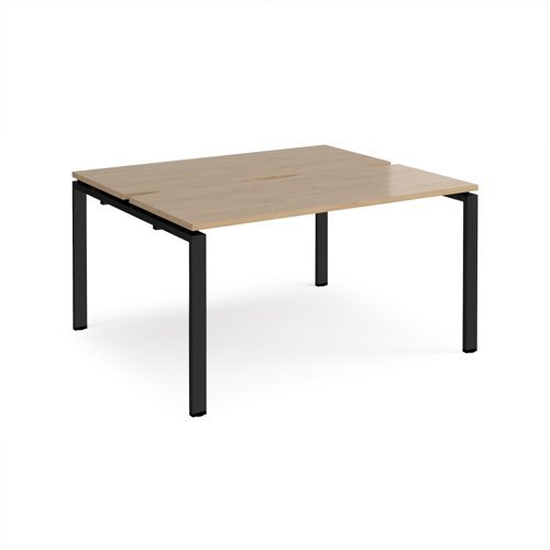 Adapt back to back desks 1400mm x 1200mm - black frame Kendal Oak Top - E1412-K-KO