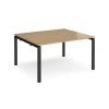 Adapt back to back desks 1400mm x 1200mm - black frame Oak Top - E1412-K-O