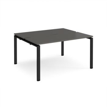 Adapt back to back desks 1400mm x 1200mm - black frame storm grey top - E1412-K-OG
