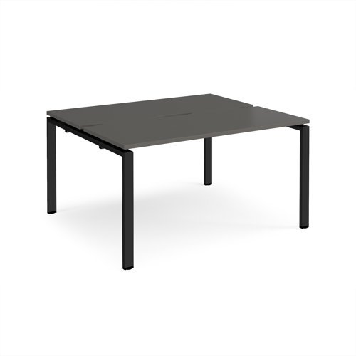 Adapt back to back desks 1400mm x 1200mm - black frame storm grey top - E1412-K-OG