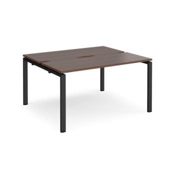 Adapt back to back desks 1400mm x 1200mm - black frame Walnut top - E1412-K-W