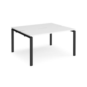 Adapt back to back desks 1400mm x 1200mm - black frame White Top - E1412-K-WH