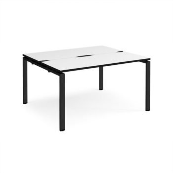 Adapt back to back desks 1400mm x 1200mm - black frame White Top black edge - E1412-K-WK