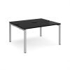 Adapt back to back desks 1400mm x 1200mm - silver frame black top - E1412-S-BK