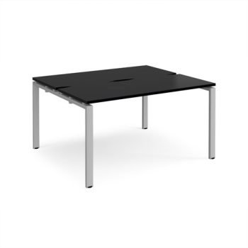 Adapt back to back desks 1400mm x 1200mm - silver frame black top - E1412-S-BK