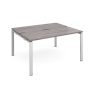 Adapt back to back desks 1400mm x 1200mm - silver frame Grey Oak Top - E1412-S-GO