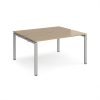 Adapt back to back desks 1400mm x 1200mm - silver frame Kendal Oak Top - E1412-S-KO