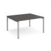 Adapt back to back desks 1400mm x 1200mm - silver frame storm grey top - E1412-S-OG
