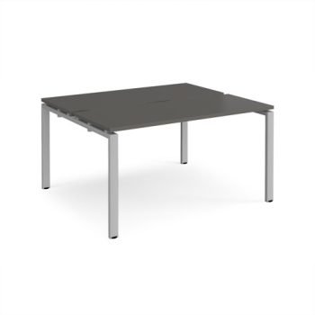 Adapt back to back desks 1400mm x 1200mm - silver frame storm grey top - E1412-S-OG